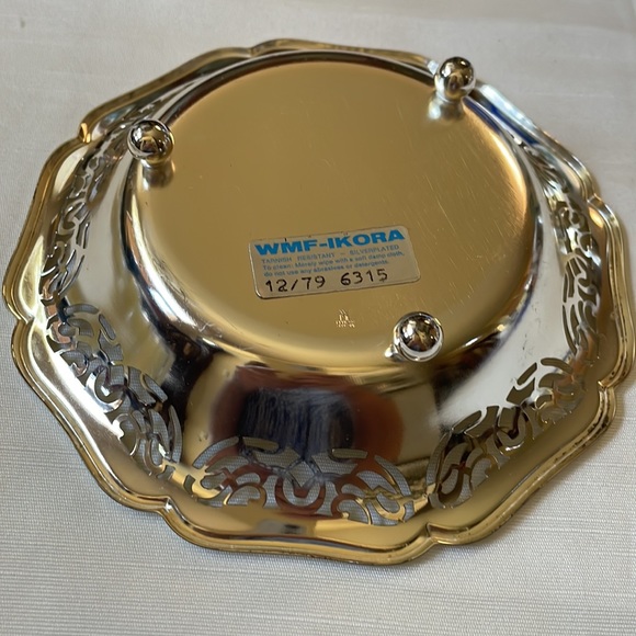 Ikora Germany EP Brass Dish silver plated three footed - Picture 5 of 9